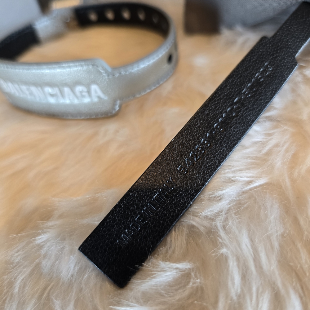 Balenciaga Silver Leather Bracelet - Picture 3 of 5
